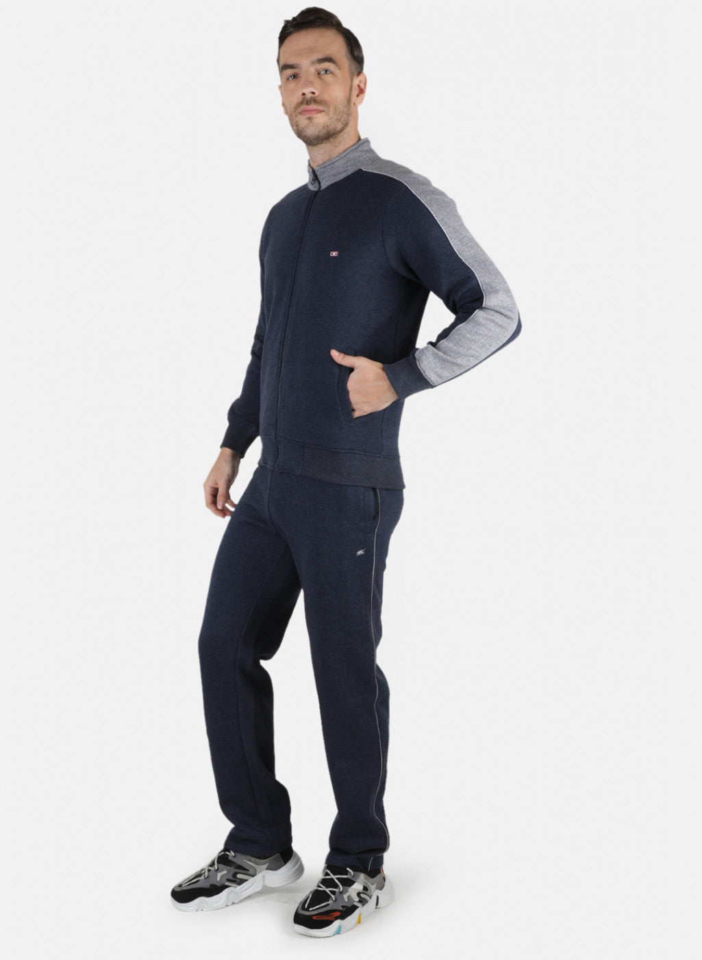 Men Blue Solid Tracksuit