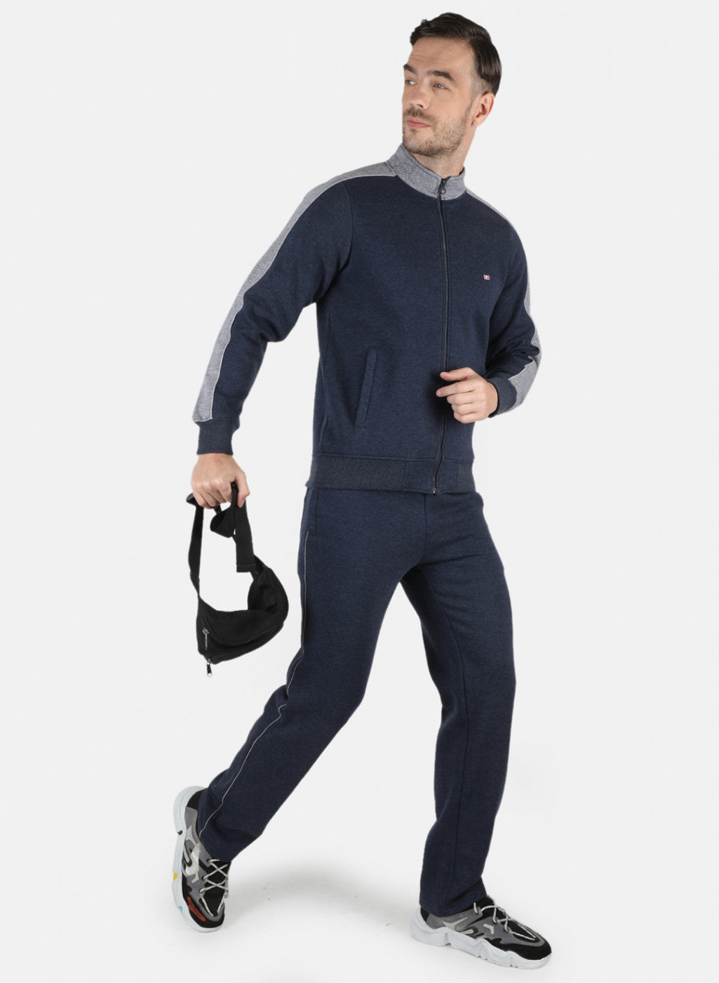 Men Blue Solid Tracksuit