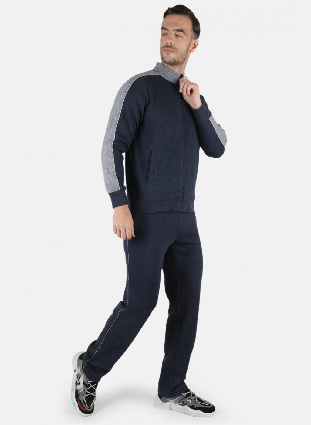 Men Blue Solid Tracksuit