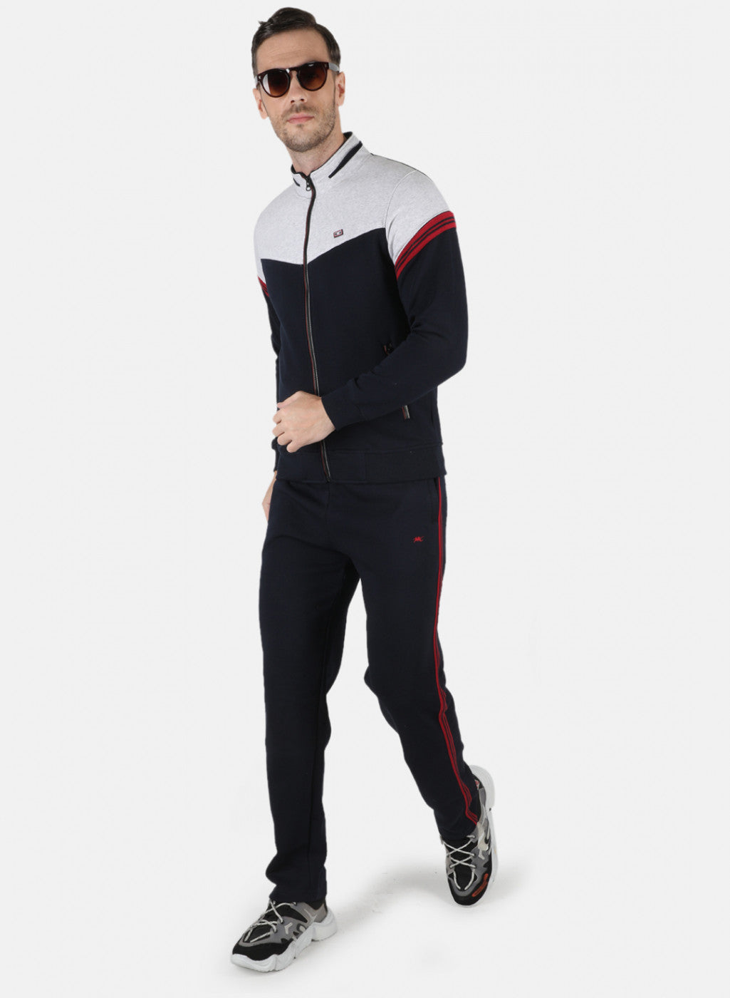 Men NAvy Blue Solid Tracksuit