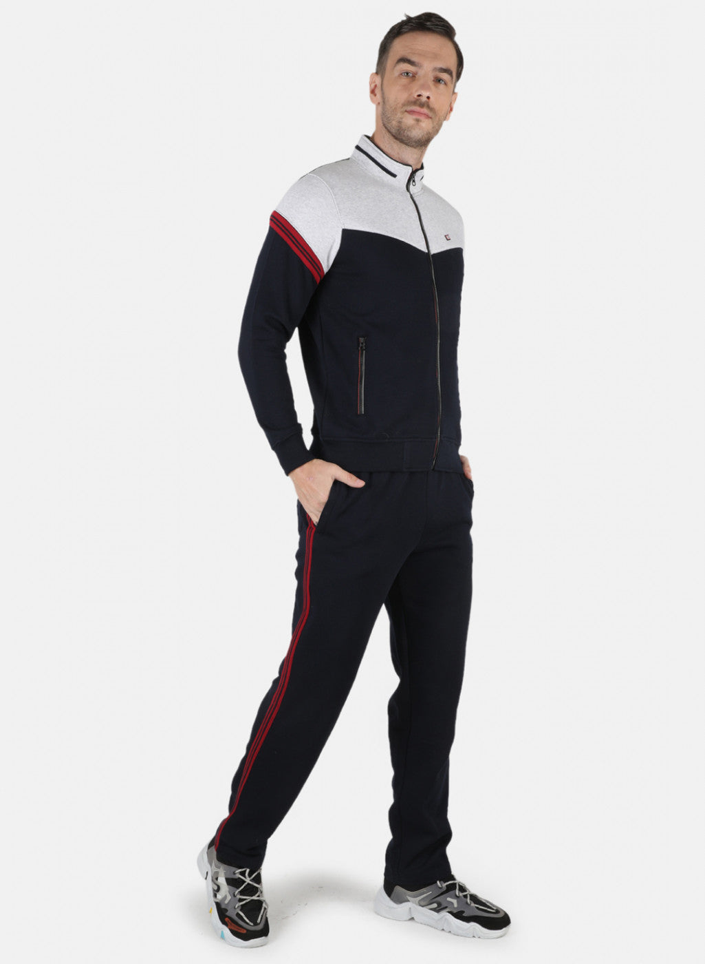 Men NAvy Blue Solid Tracksuit