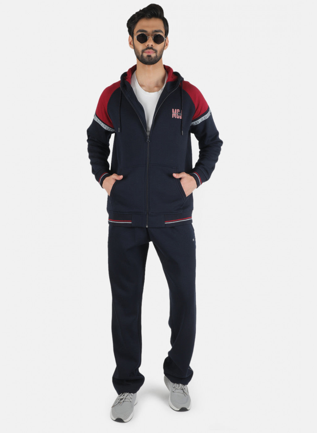 Men NAvy Blue Solid Tracksuit