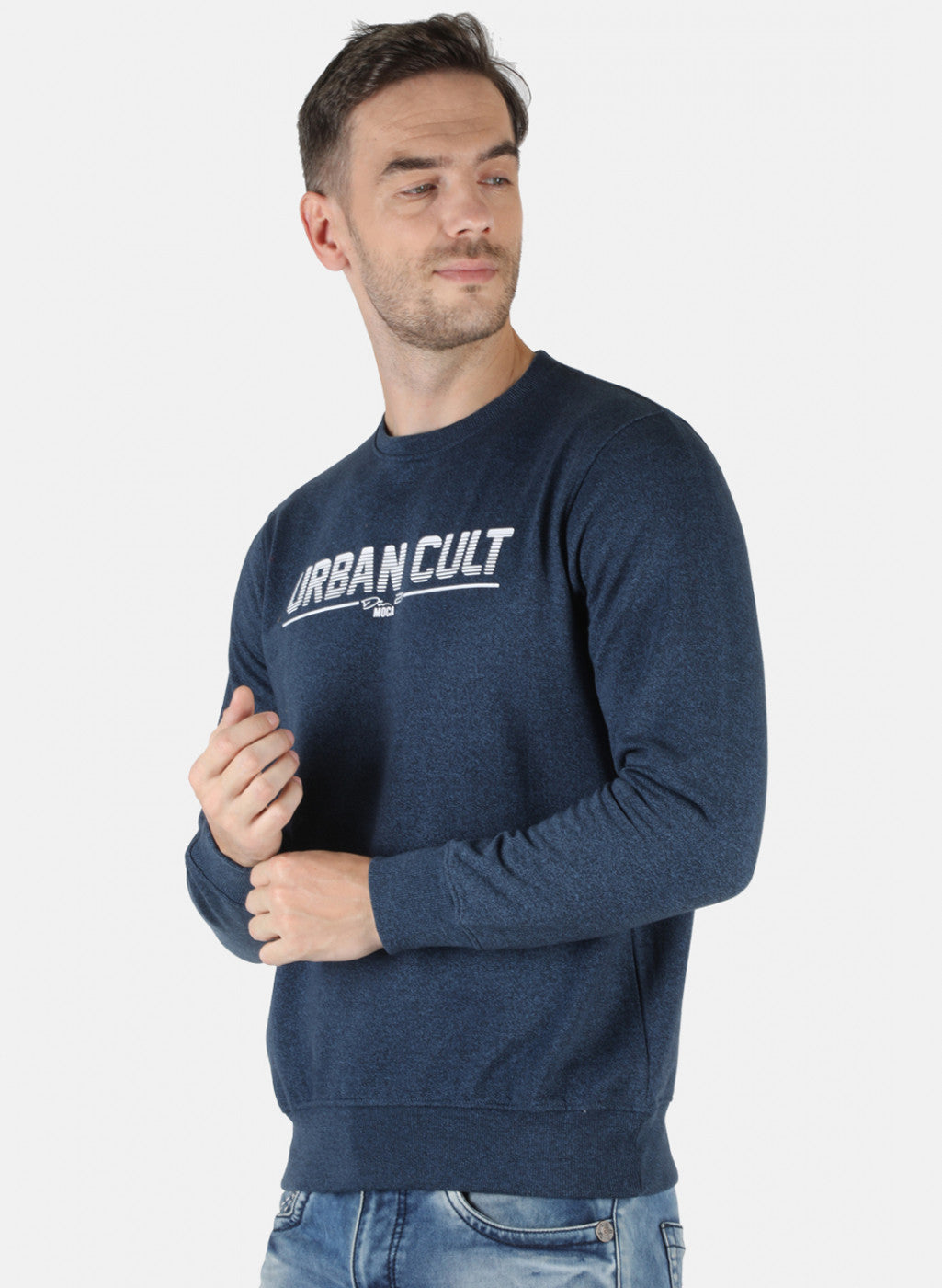 Men Blue Printed Sweatshirt