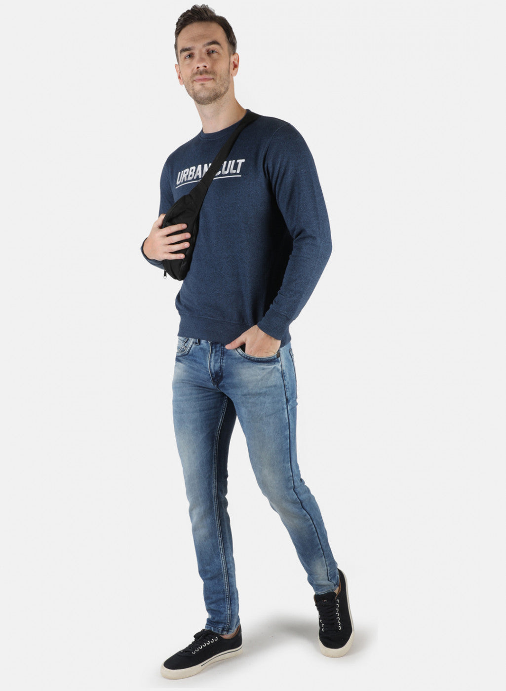 Men Blue Printed Sweatshirt