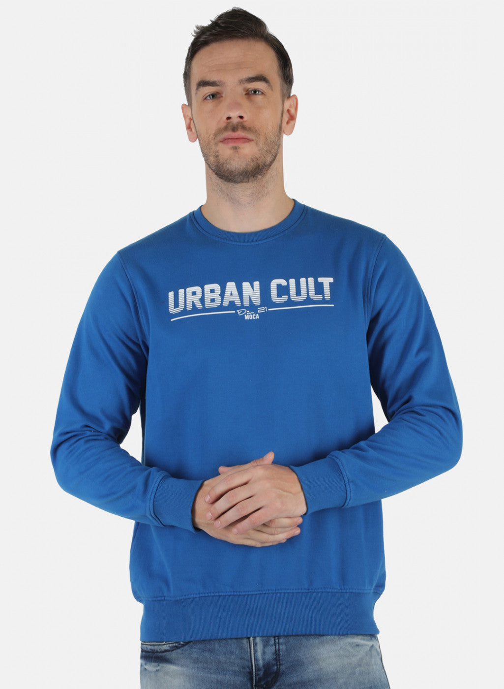 Men Blue Printed Sweatshirt