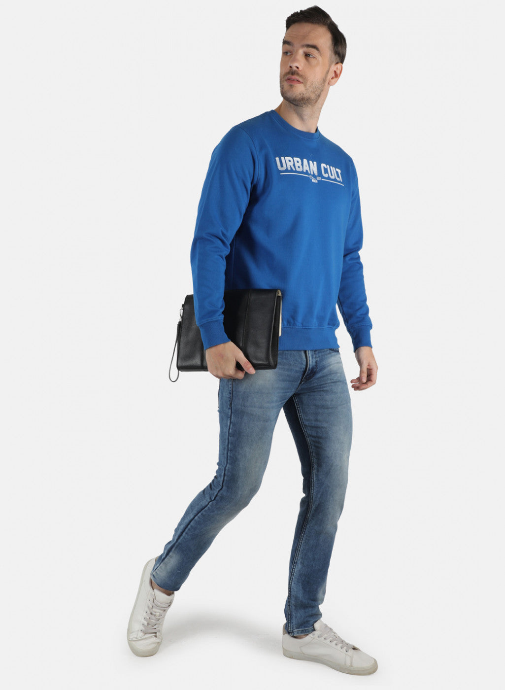 Men Blue Printed Sweatshirt