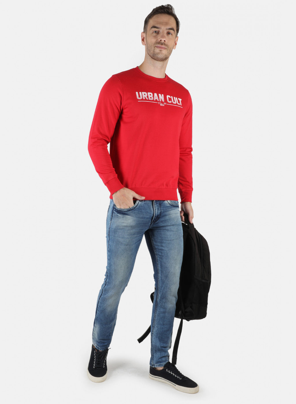 Men Red Printed Sweatshirt