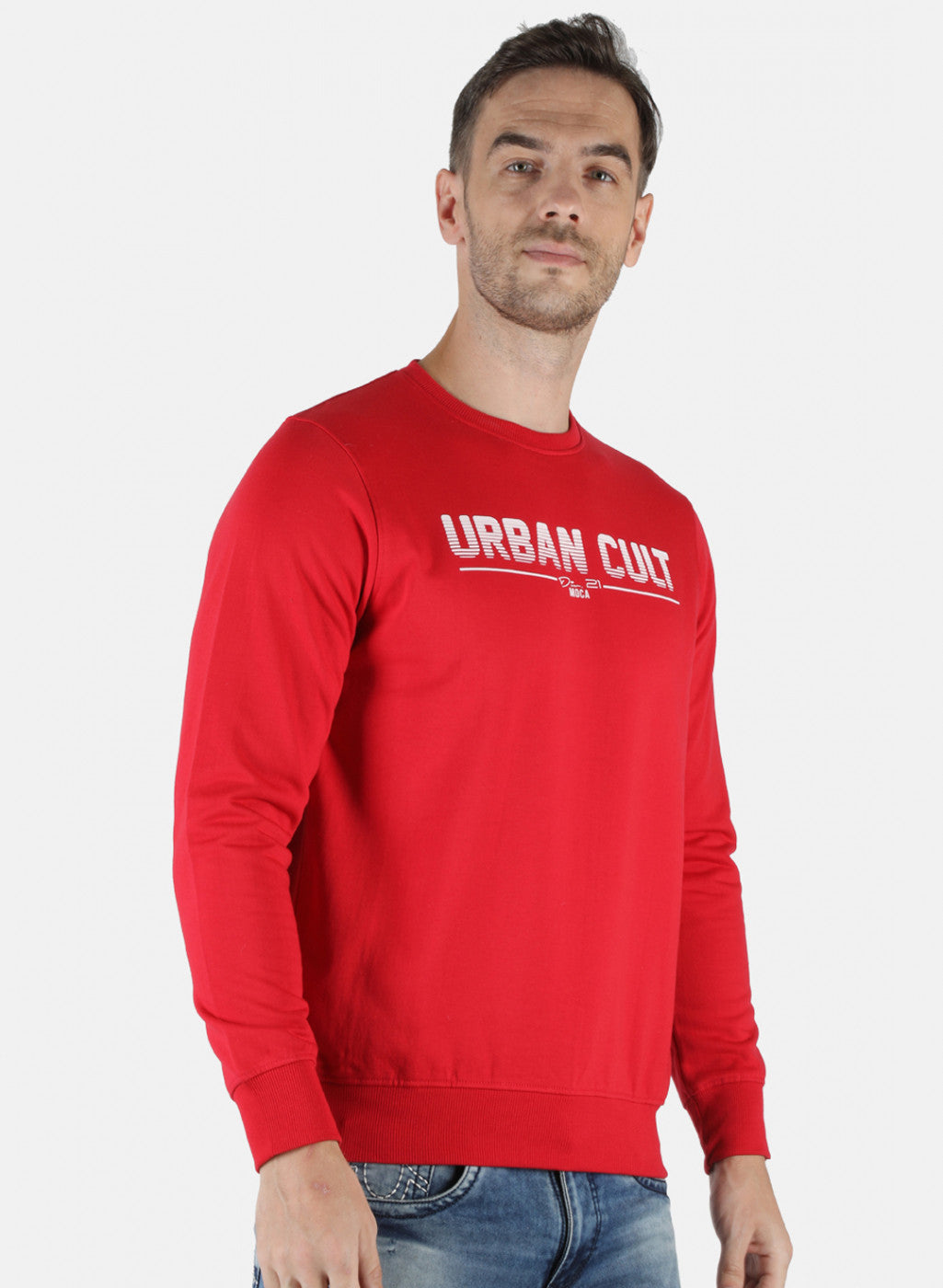 Men Red Printed Sweatshirt