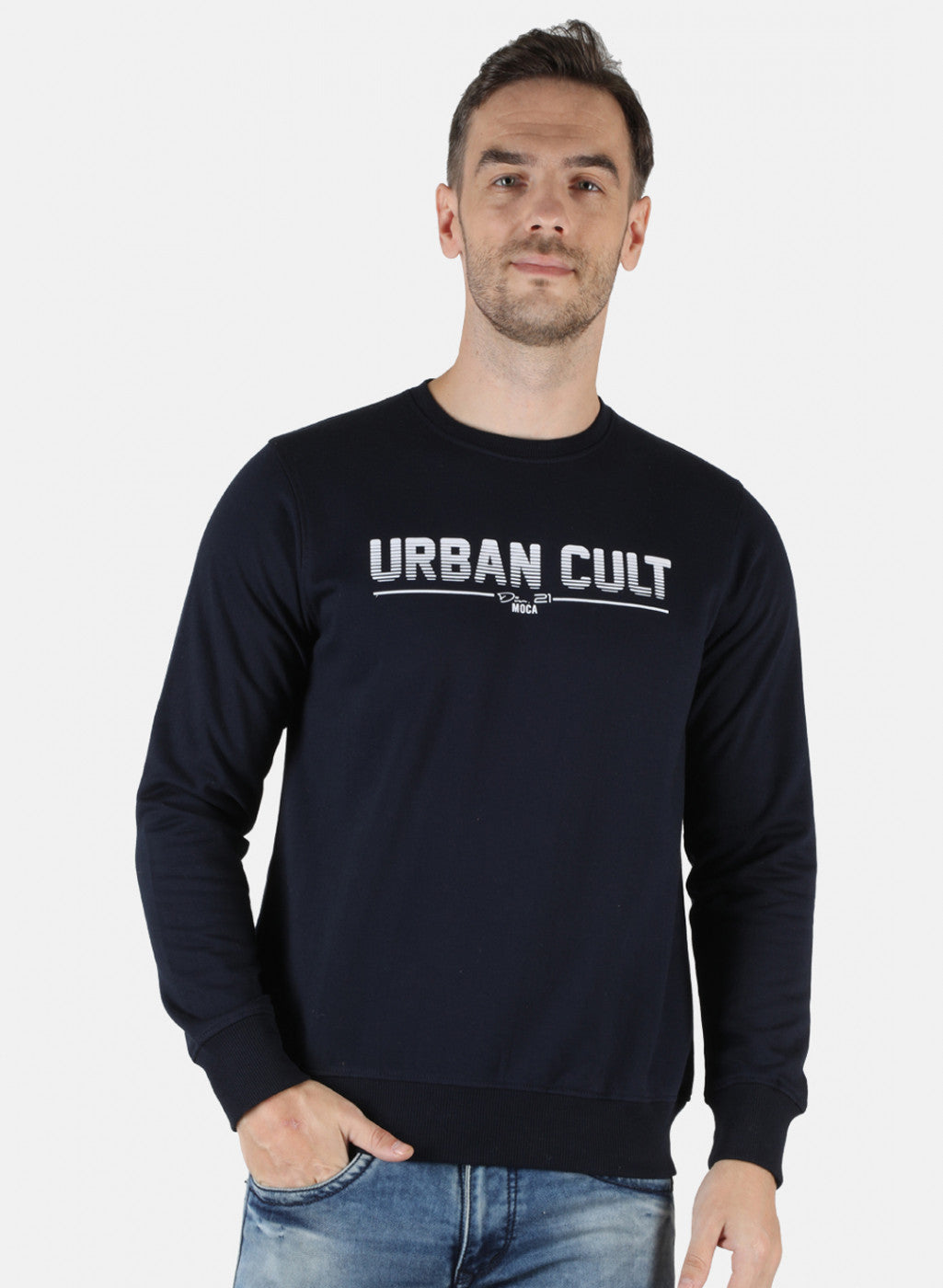 Men NAvy Blue Printed Sweatshirt