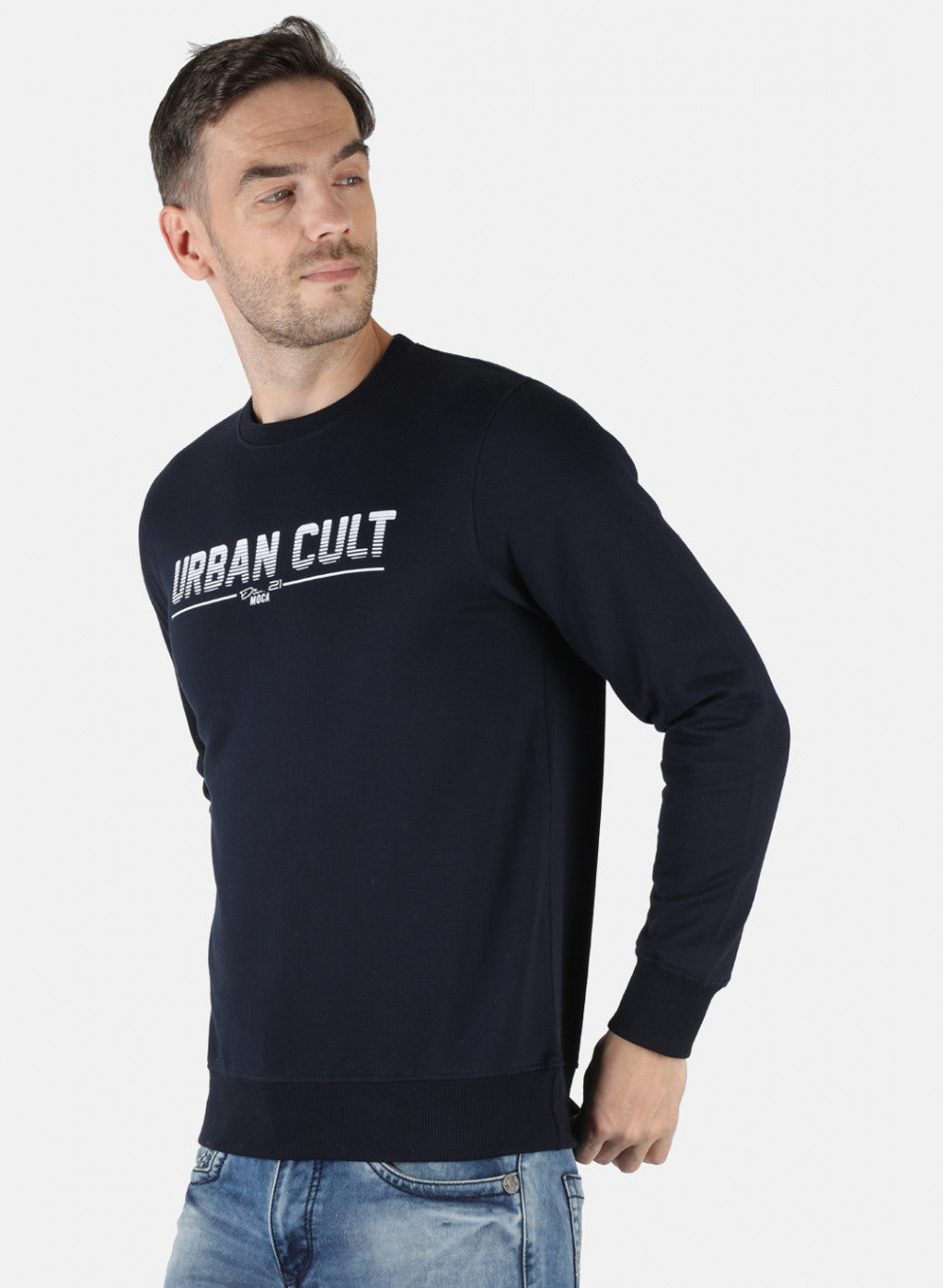 Men NAvy Blue Printed Sweatshirt