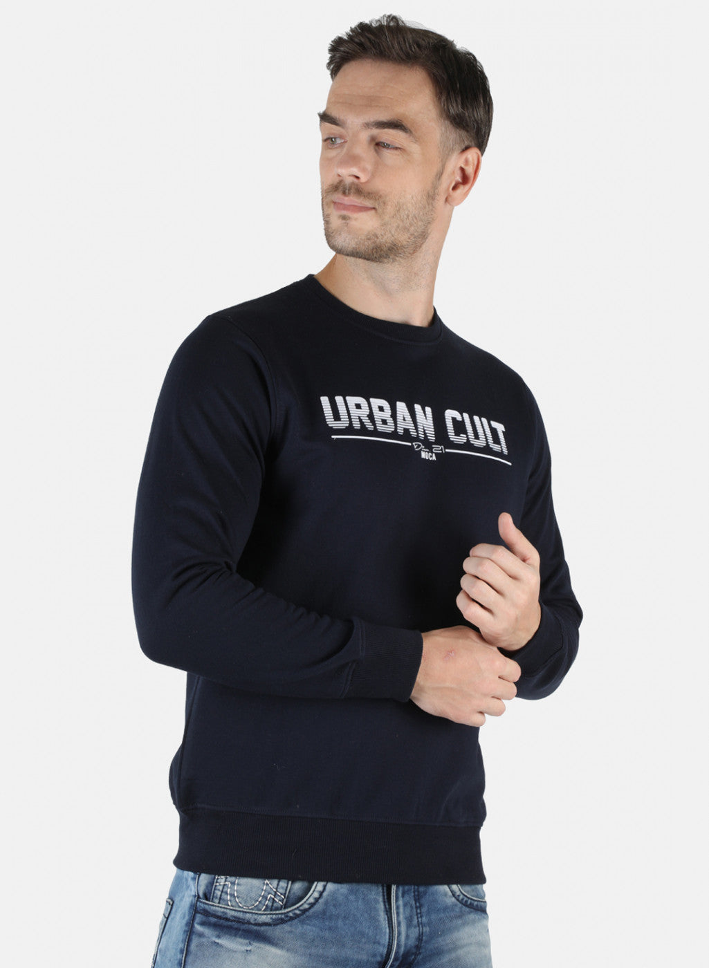 Men NAvy Blue Printed Sweatshirt