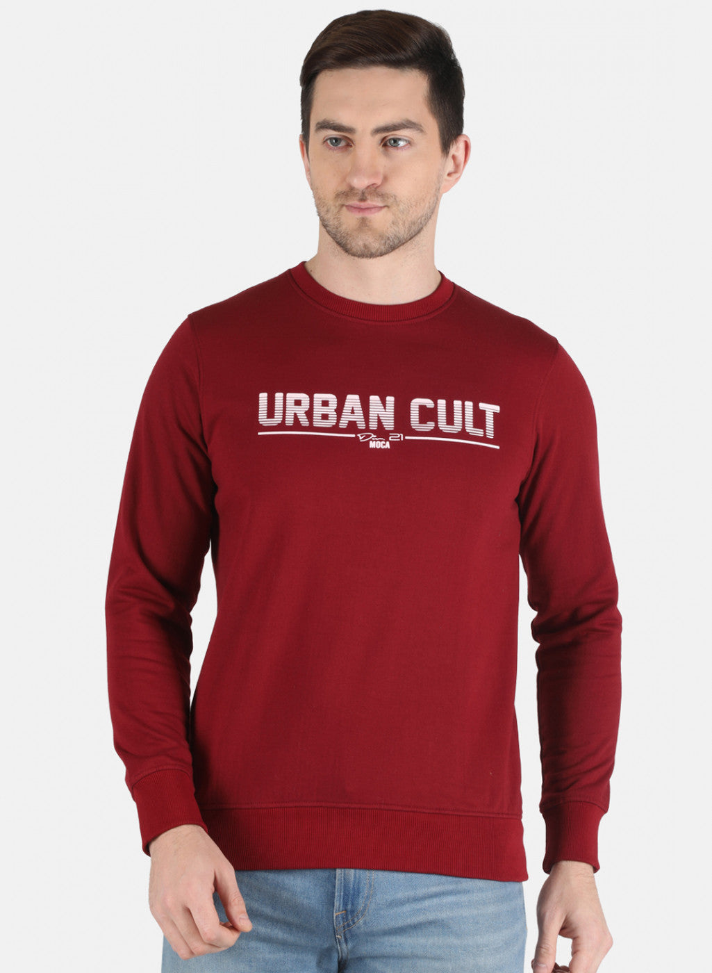 Men Maroon Printed Sweatshirt