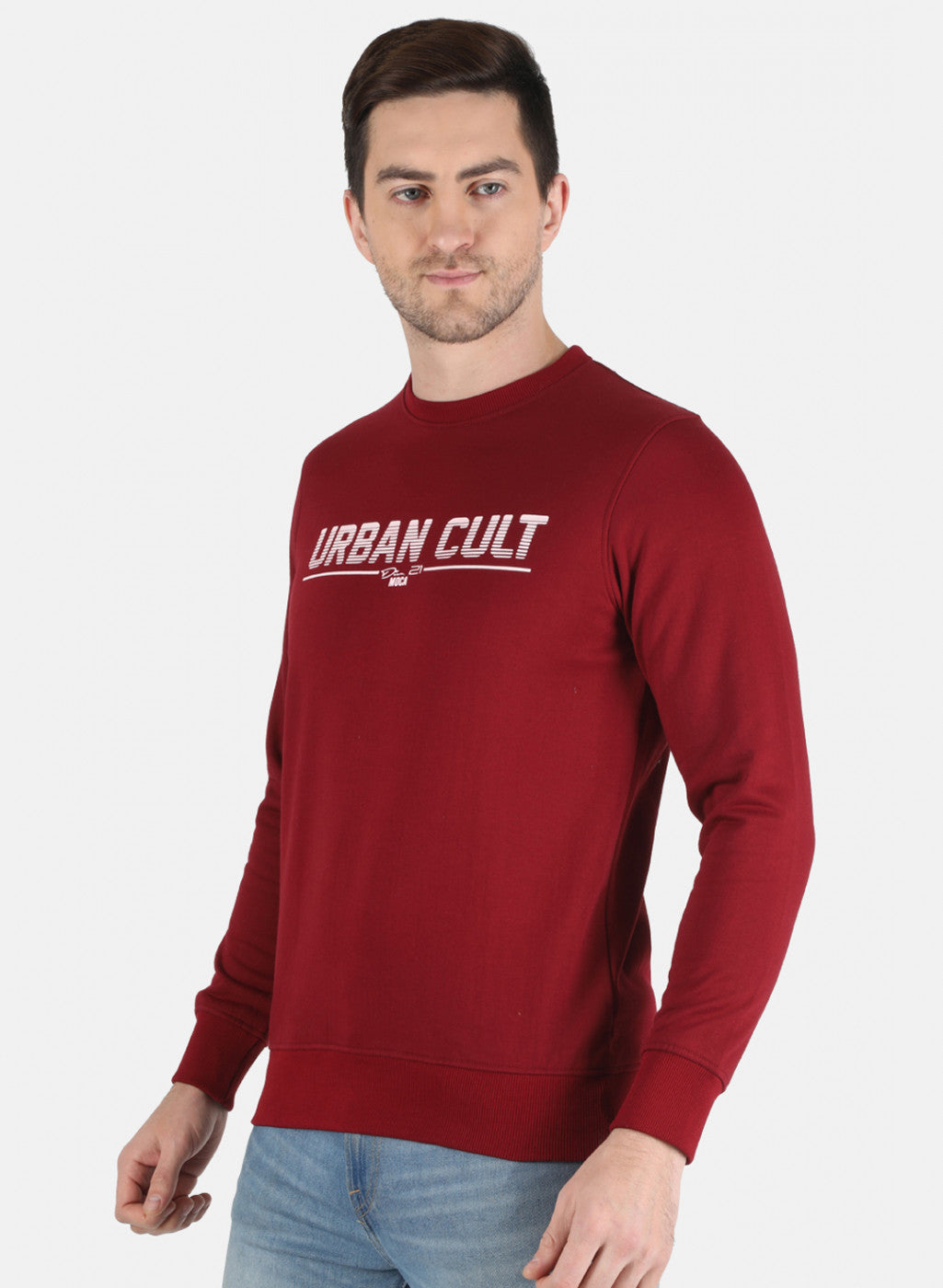 Men Maroon Printed Sweatshirt