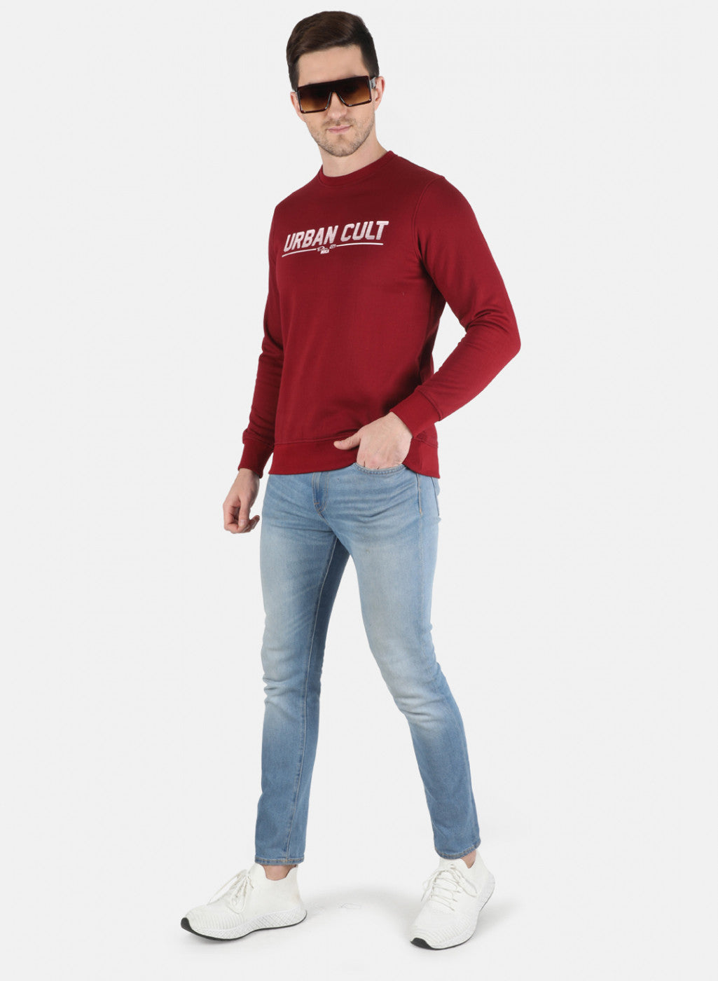 Men Maroon Printed Sweatshirt