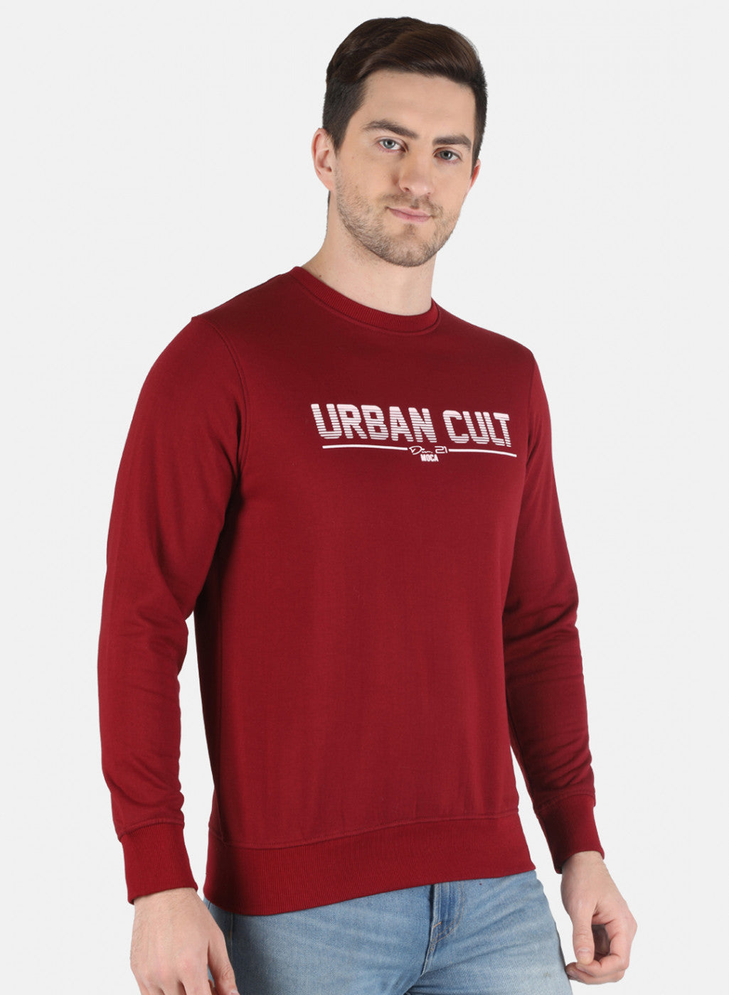 Men Maroon Printed Sweatshirt