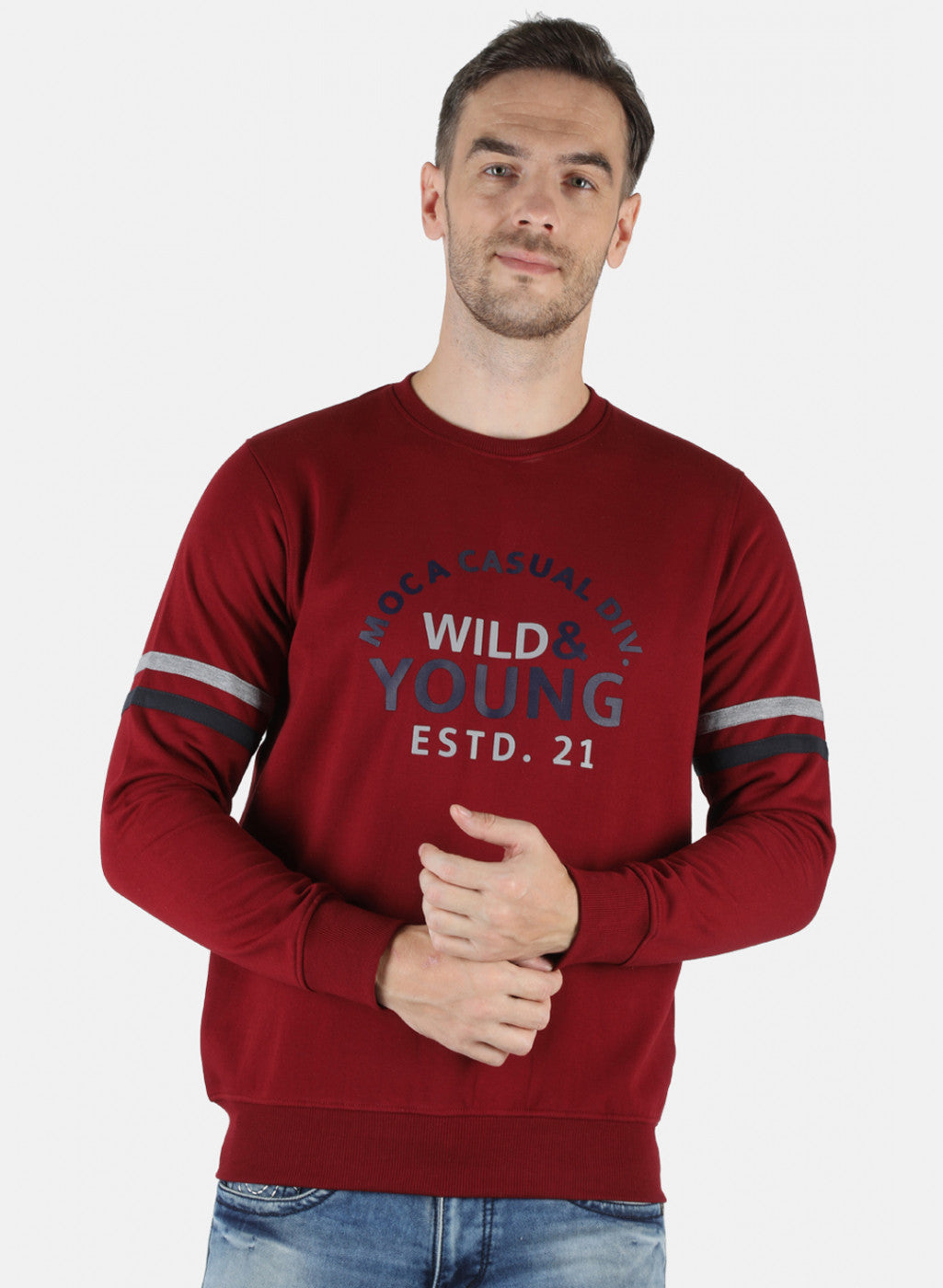 Men Maroon Printed Sweatshirt