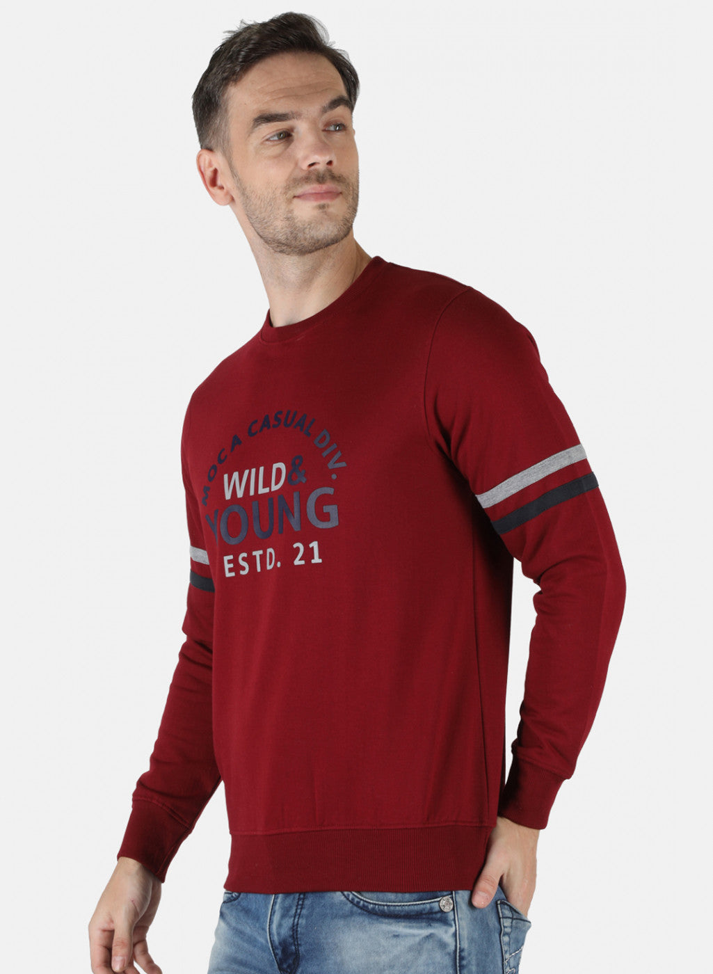 Men Maroon Printed Sweatshirt