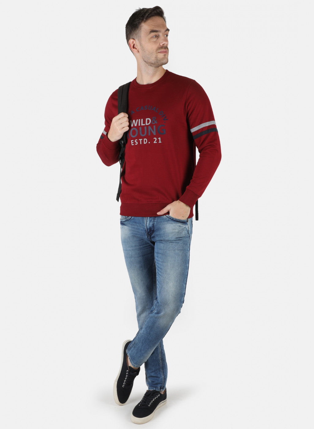 Men Maroon Printed Sweatshirt