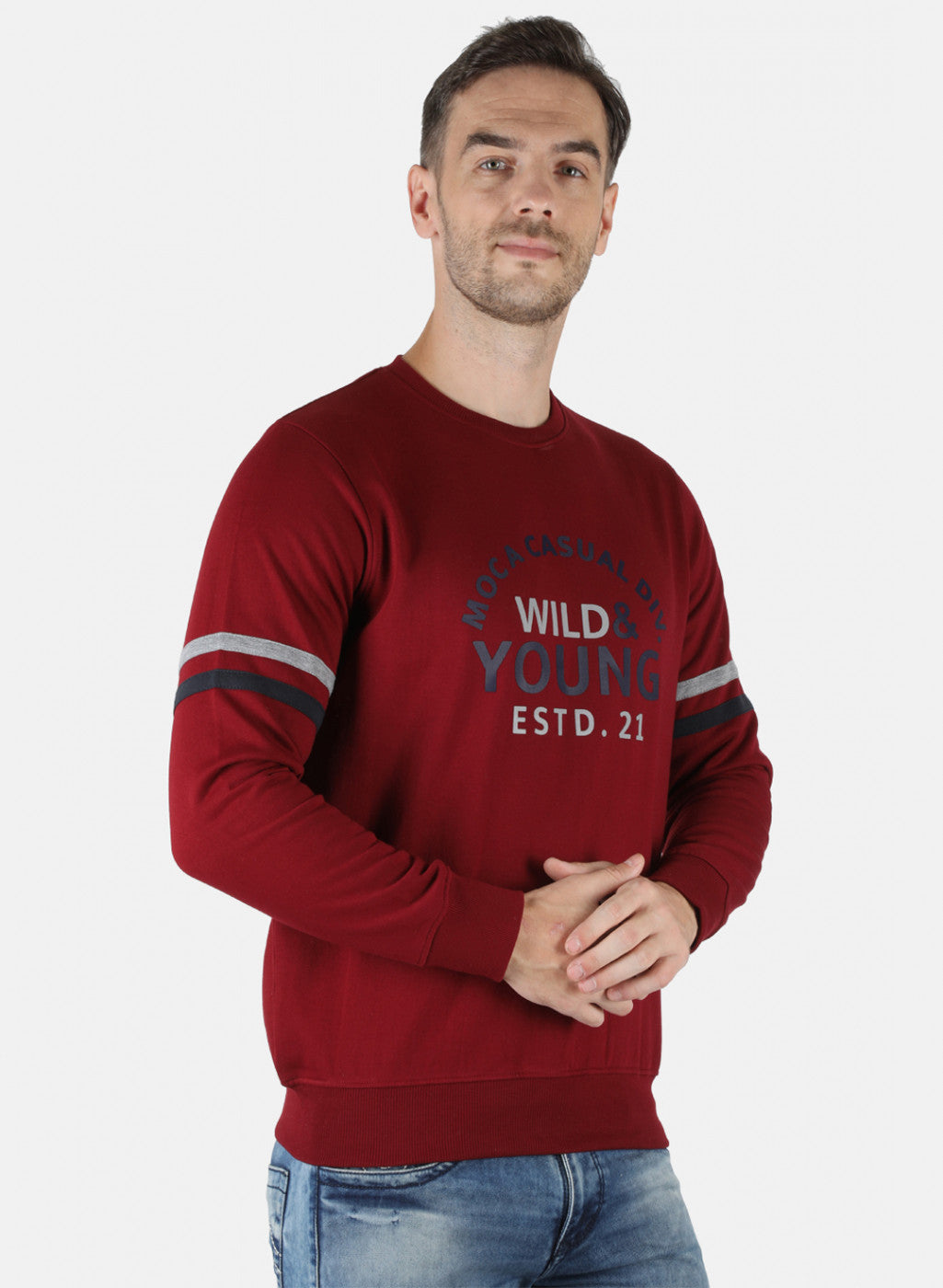 Men Maroon Printed Sweatshirt