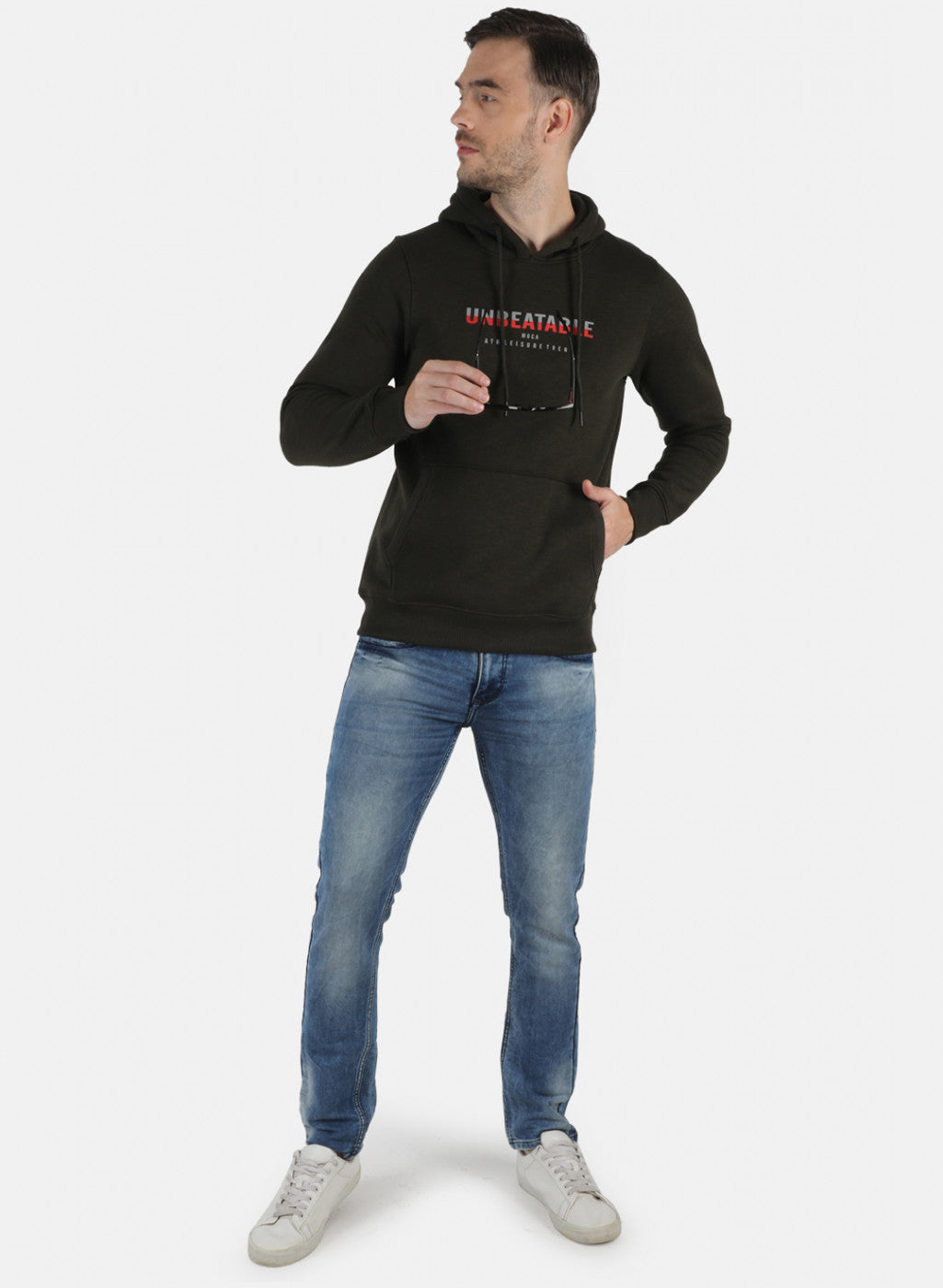 Men Olive Printed Sweatshirt