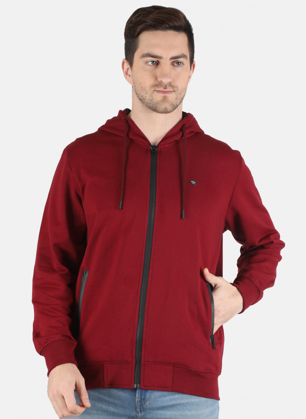 Men Maroon Solid Sweatshirt