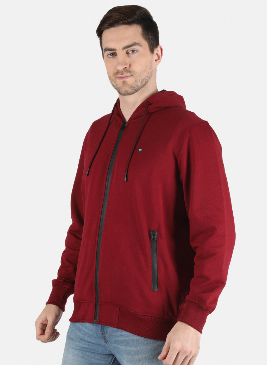 Men Maroon Solid Sweatshirt