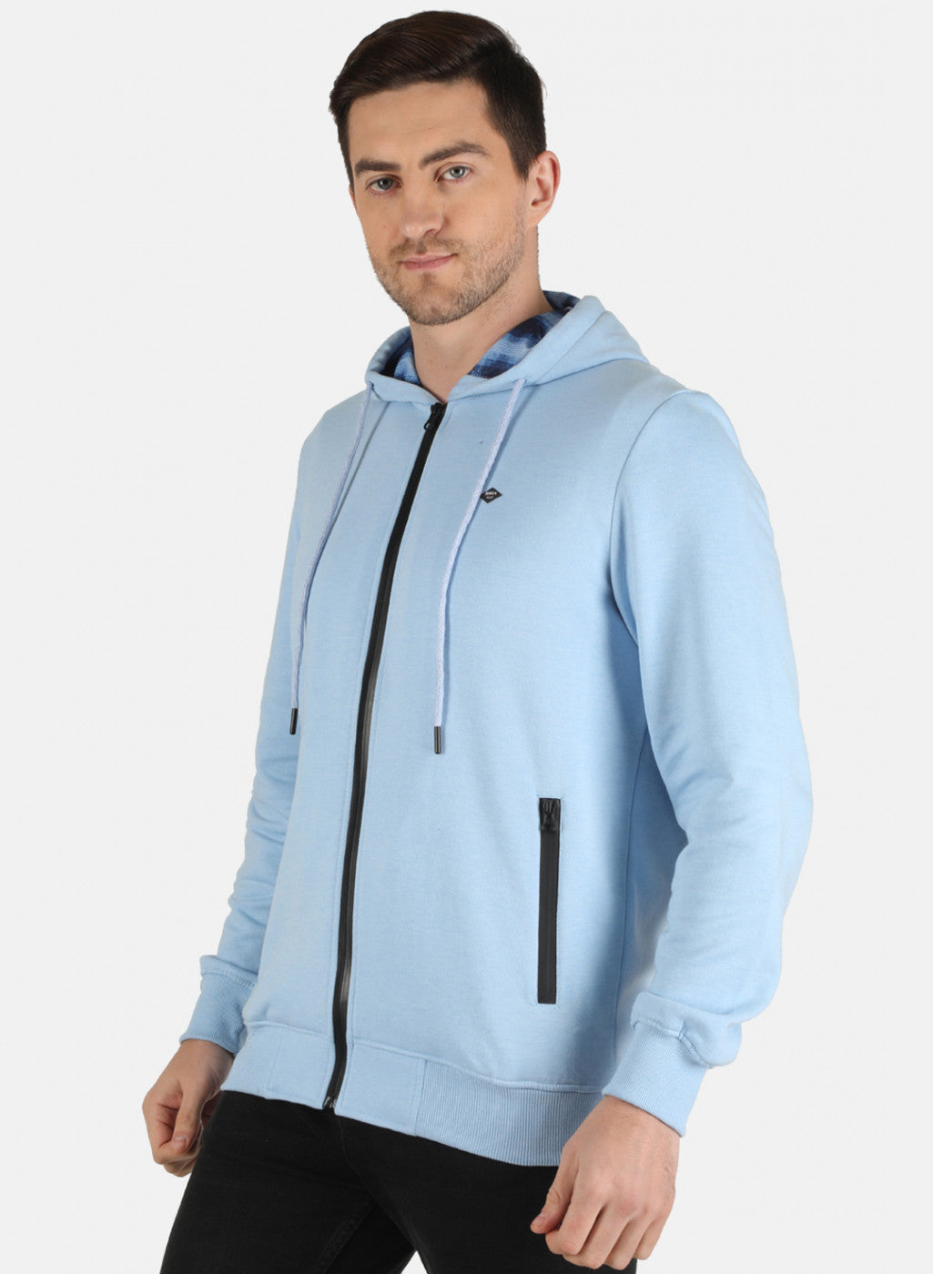 Men Sky Blue Solid Sweatshirt