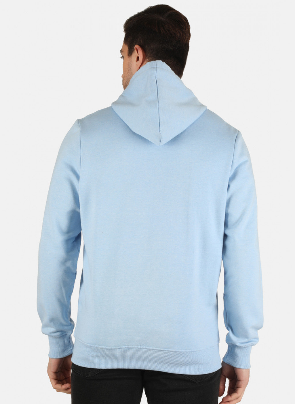 Men Sky Blue Solid Sweatshirt