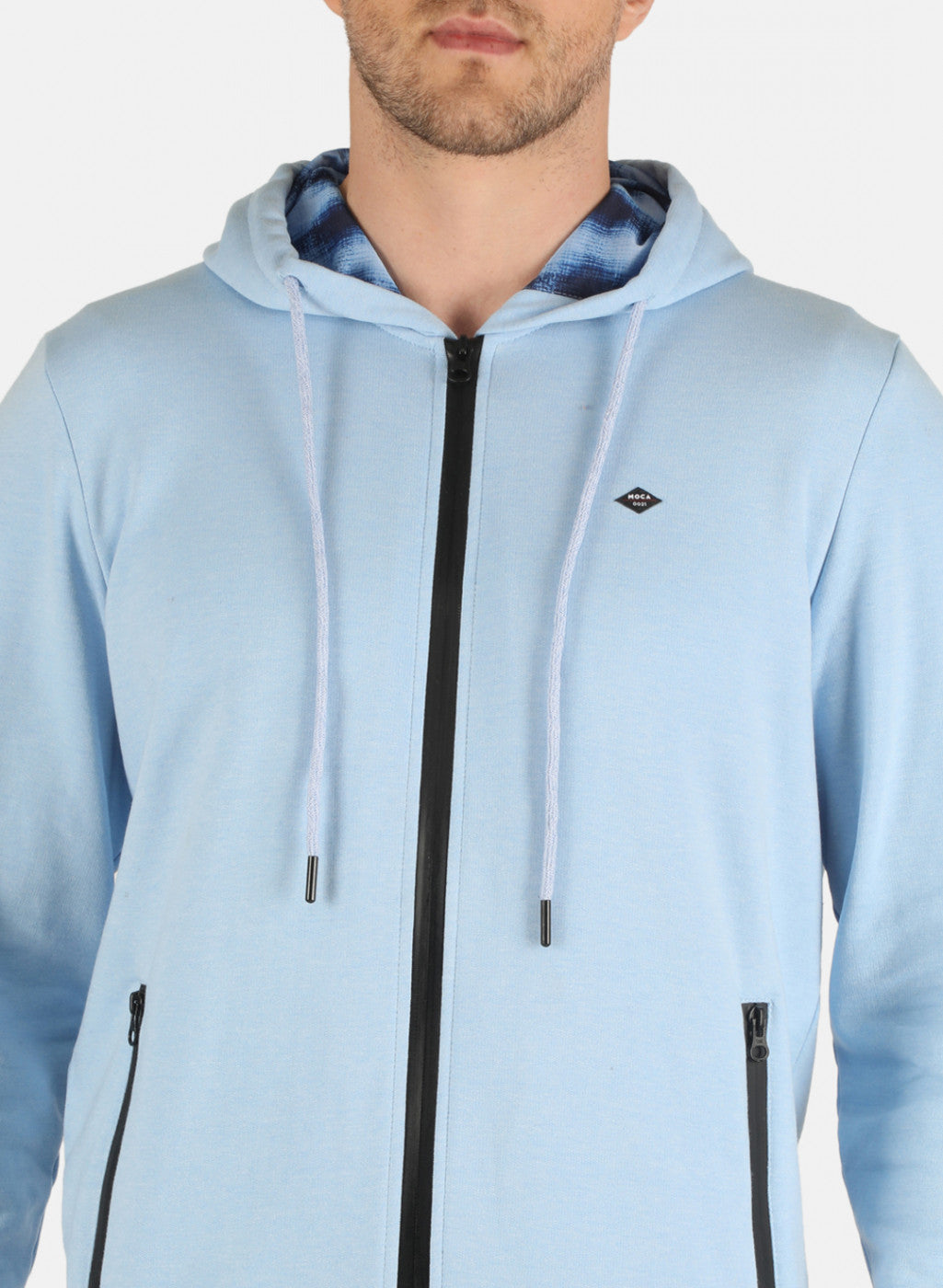 Men Sky Blue Solid Sweatshirt