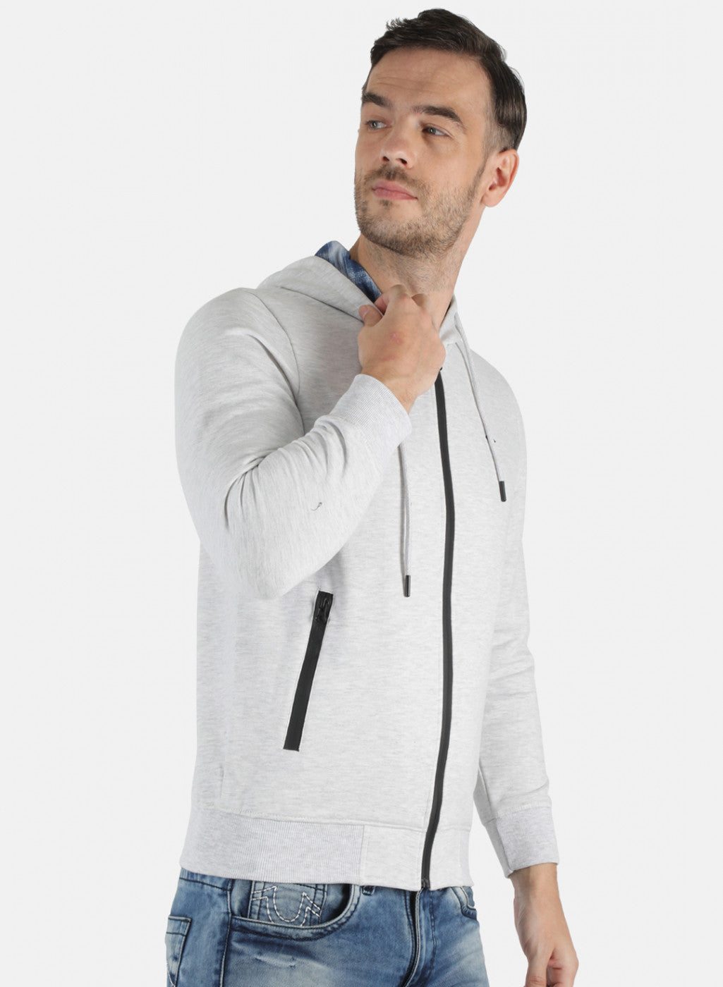 Men Grey Solid Sweatshirt