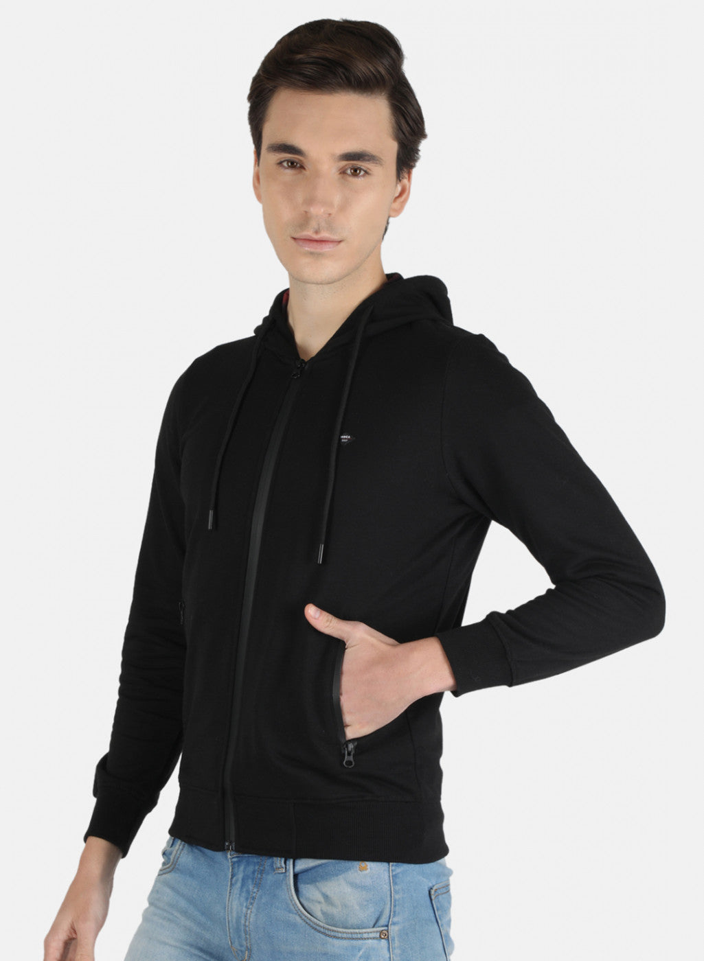 Men Black Solid Sweatshirt