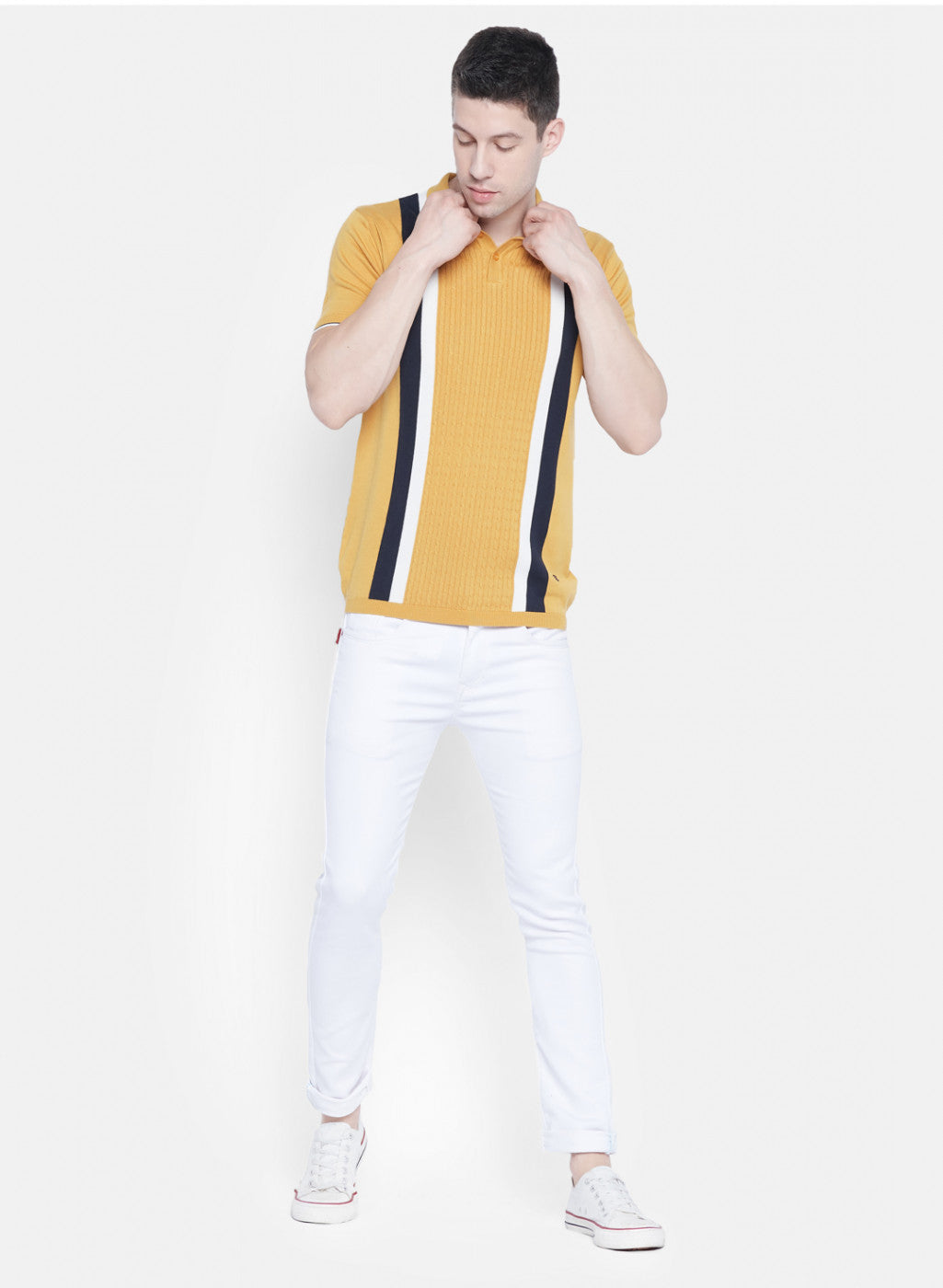 Mens Mustard Plain T-Shirt