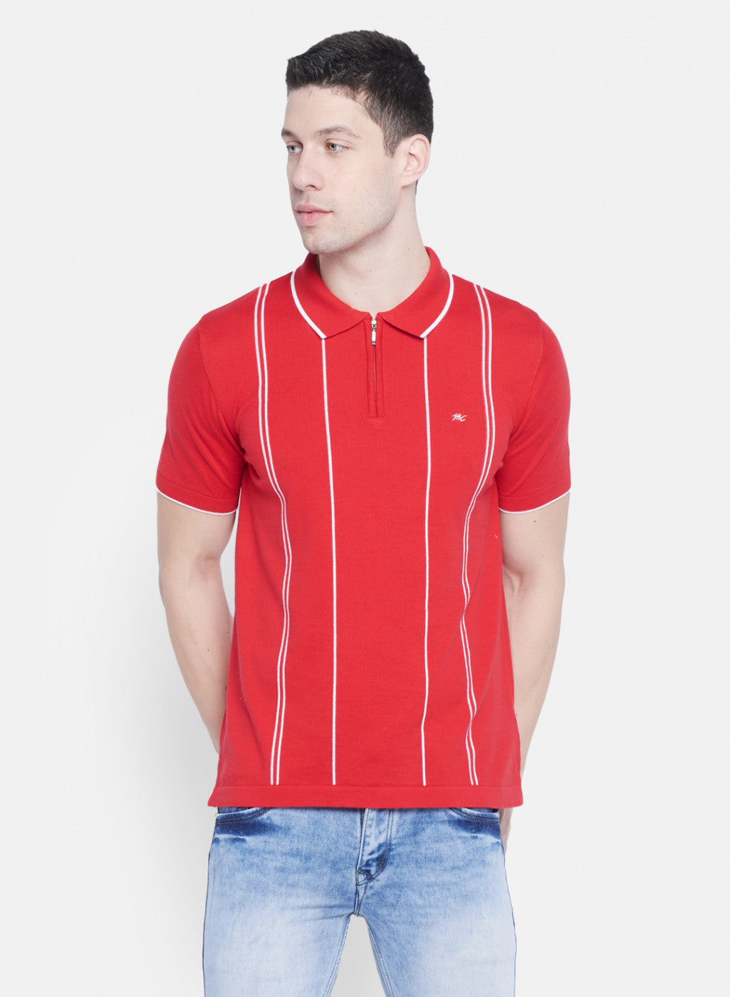 Mens Red Plain T-Shirt