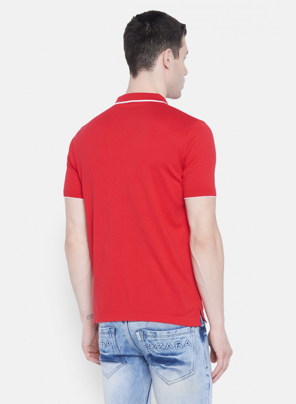 Mens Red Plain T-Shirt