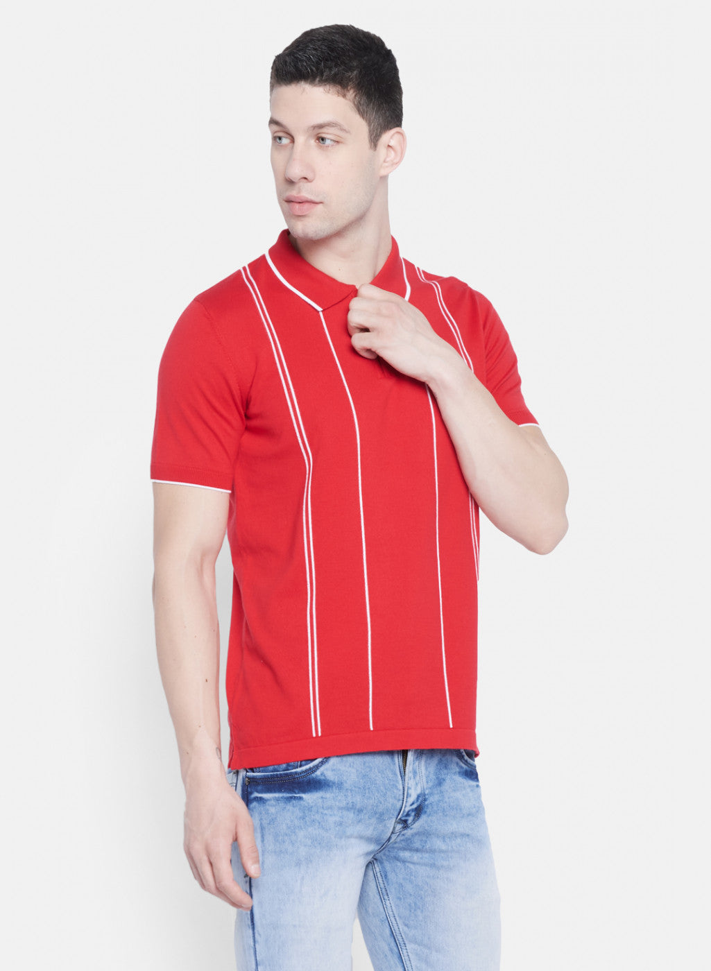 Mens Red Plain T-Shirt