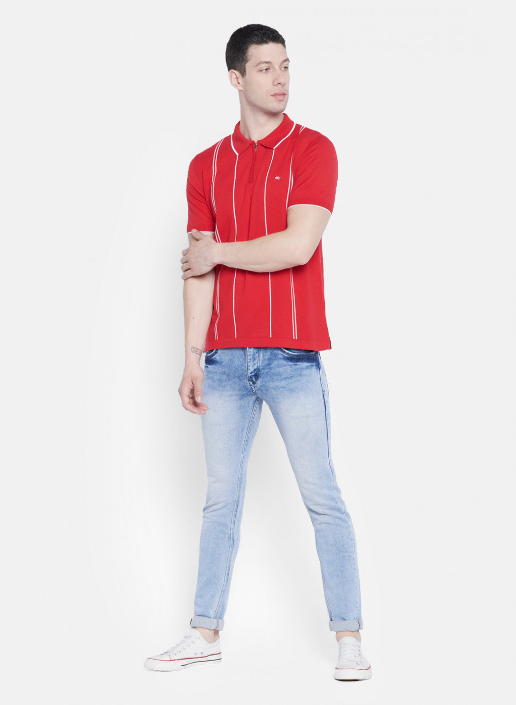 Mens Red Plain T-Shirt