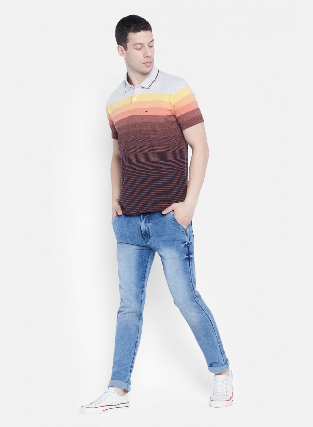 Mens Multicolor Stripe T-Shirt