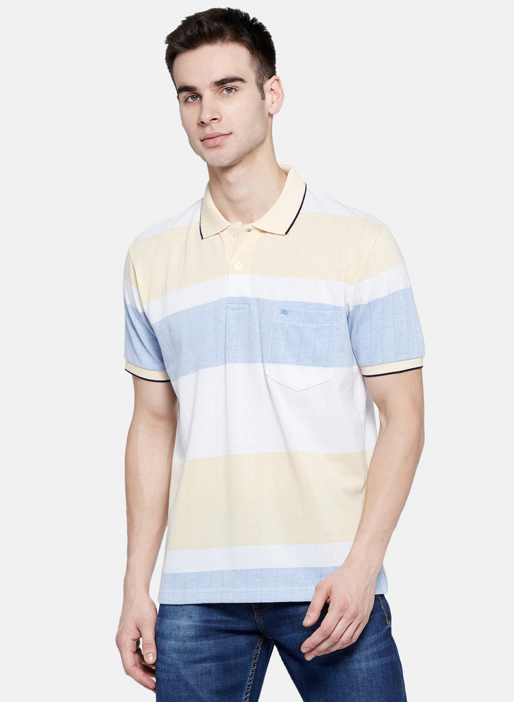 Mens Light Yellow Stripe T-Shirt