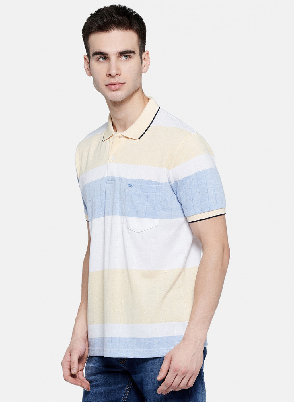 Mens Light Yellow Stripe T-Shirt