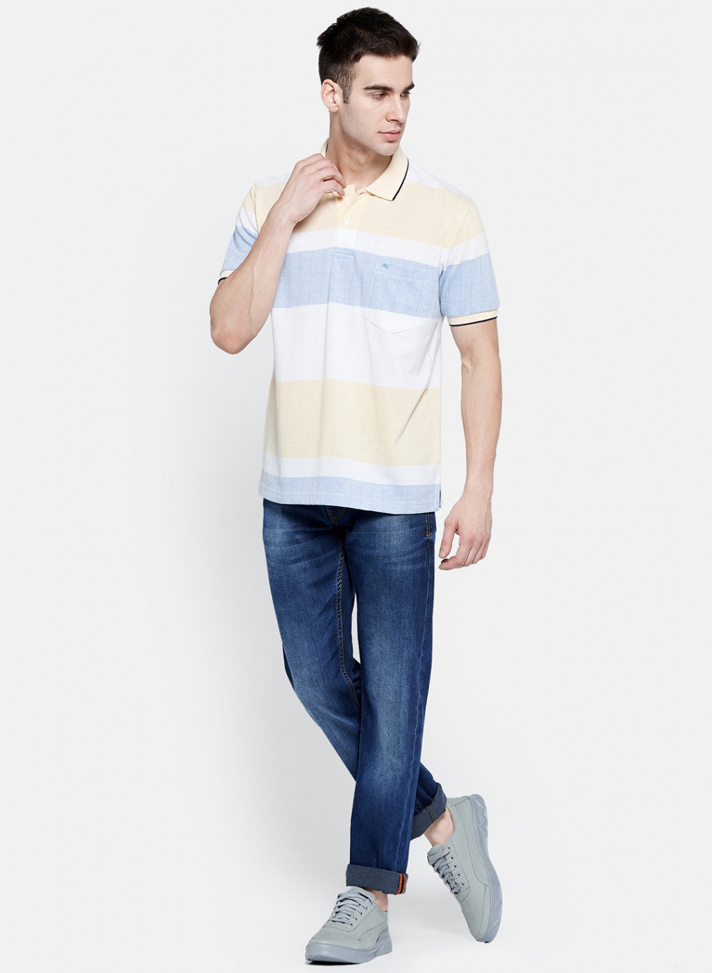 Mens Light Yellow Stripe T-Shirt