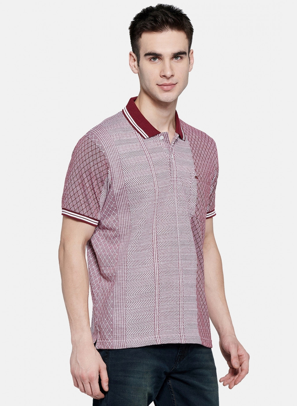 Mens Maroon Stripe T-Shirt