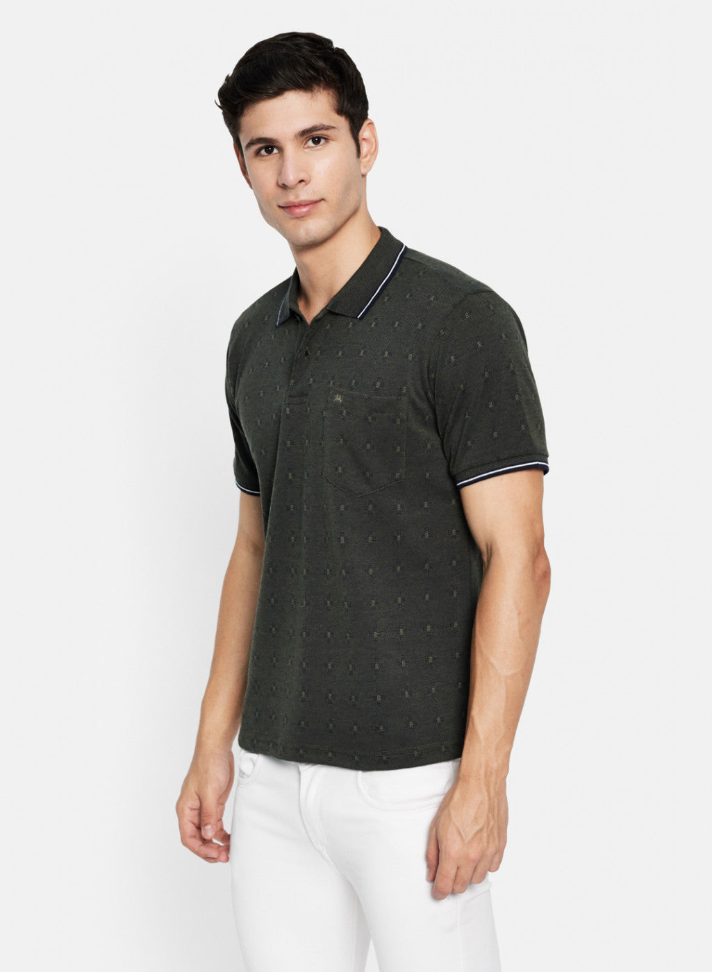 Men Olive Stripe T-Shirt