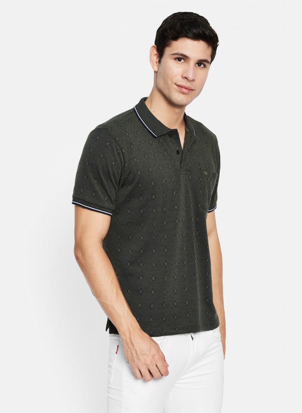 Men Olive Stripe T-Shirt