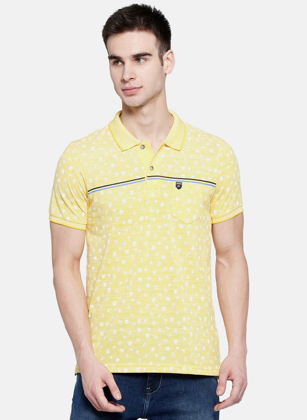 Mens Yellow Printed T-Shirt