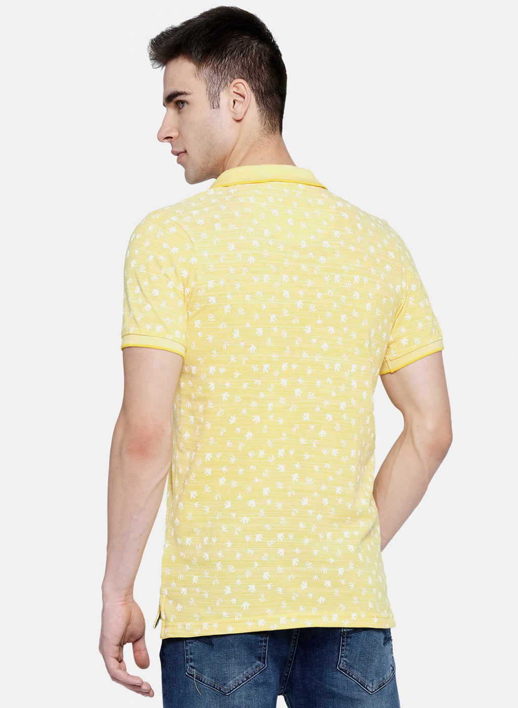 Mens Yellow Printed T-Shirt