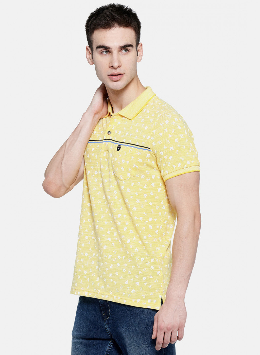 Mens Yellow Printed T-Shirt