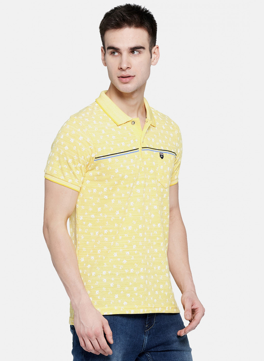 Mens Yellow Printed T-Shirt