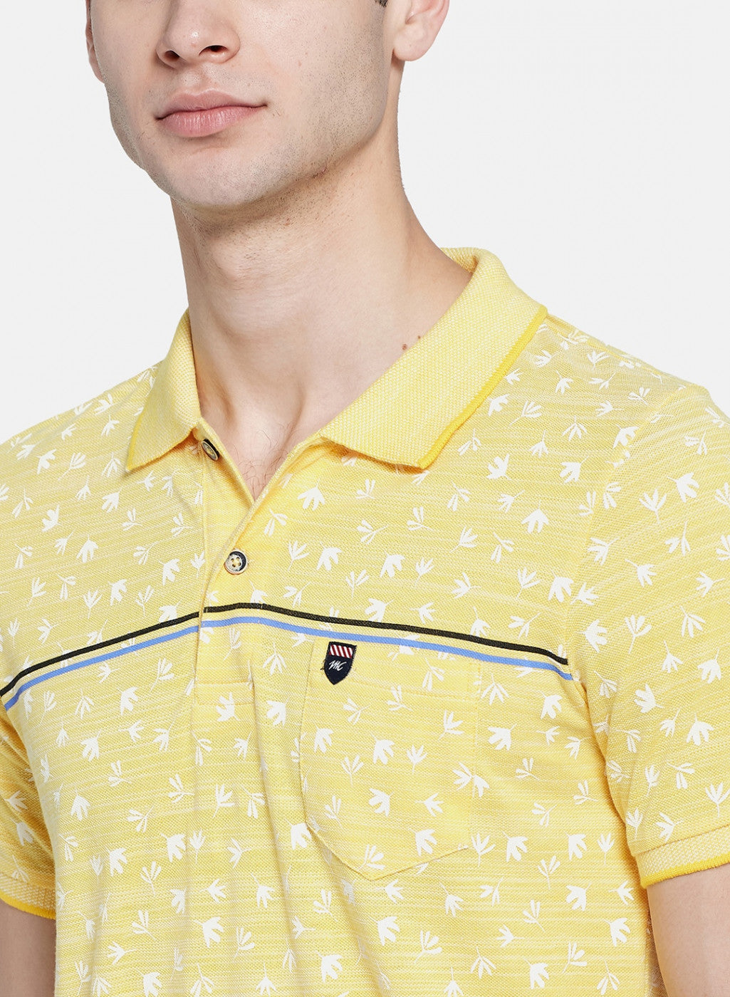 Mens Yellow Printed T-Shirt