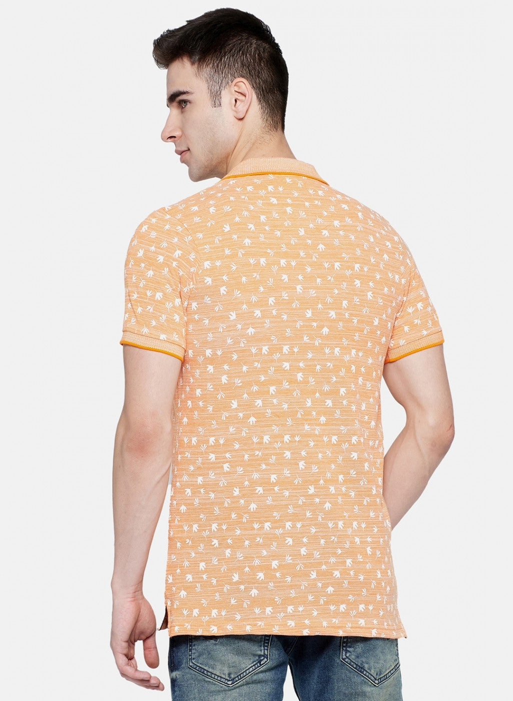 Mens Orange Printed T-Shirt