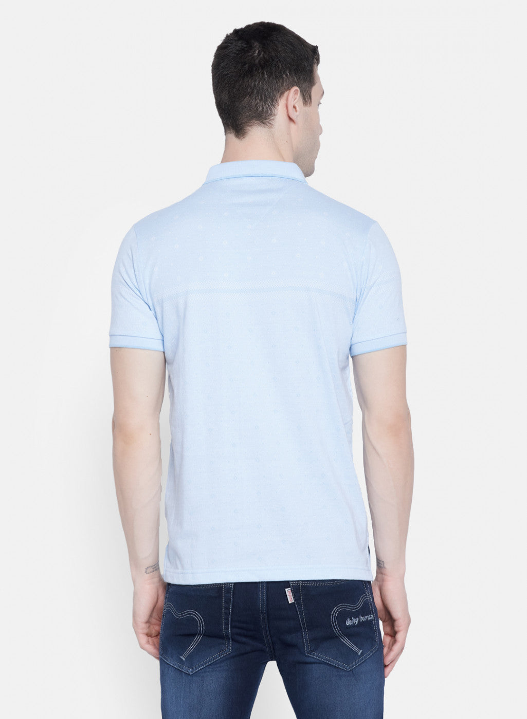 Mens Sky Blue Jaquard T-Shirt